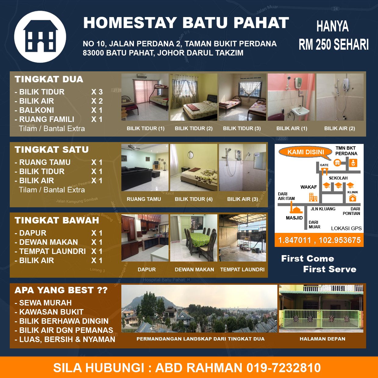 HOMESTAY BATU PAHAT ARFA 0197232810